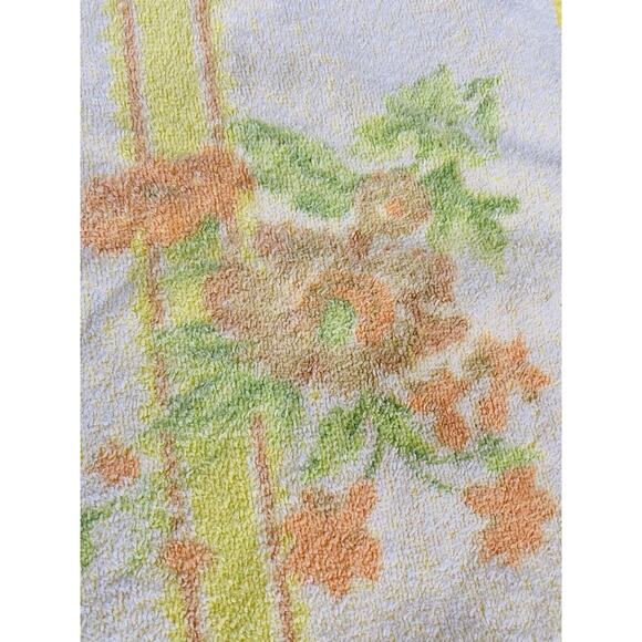 Retro Cannon Mod Yellow Orange Green Floral Bath Towel Fringe Cotton Vintage Flo - Picture 8 of 12